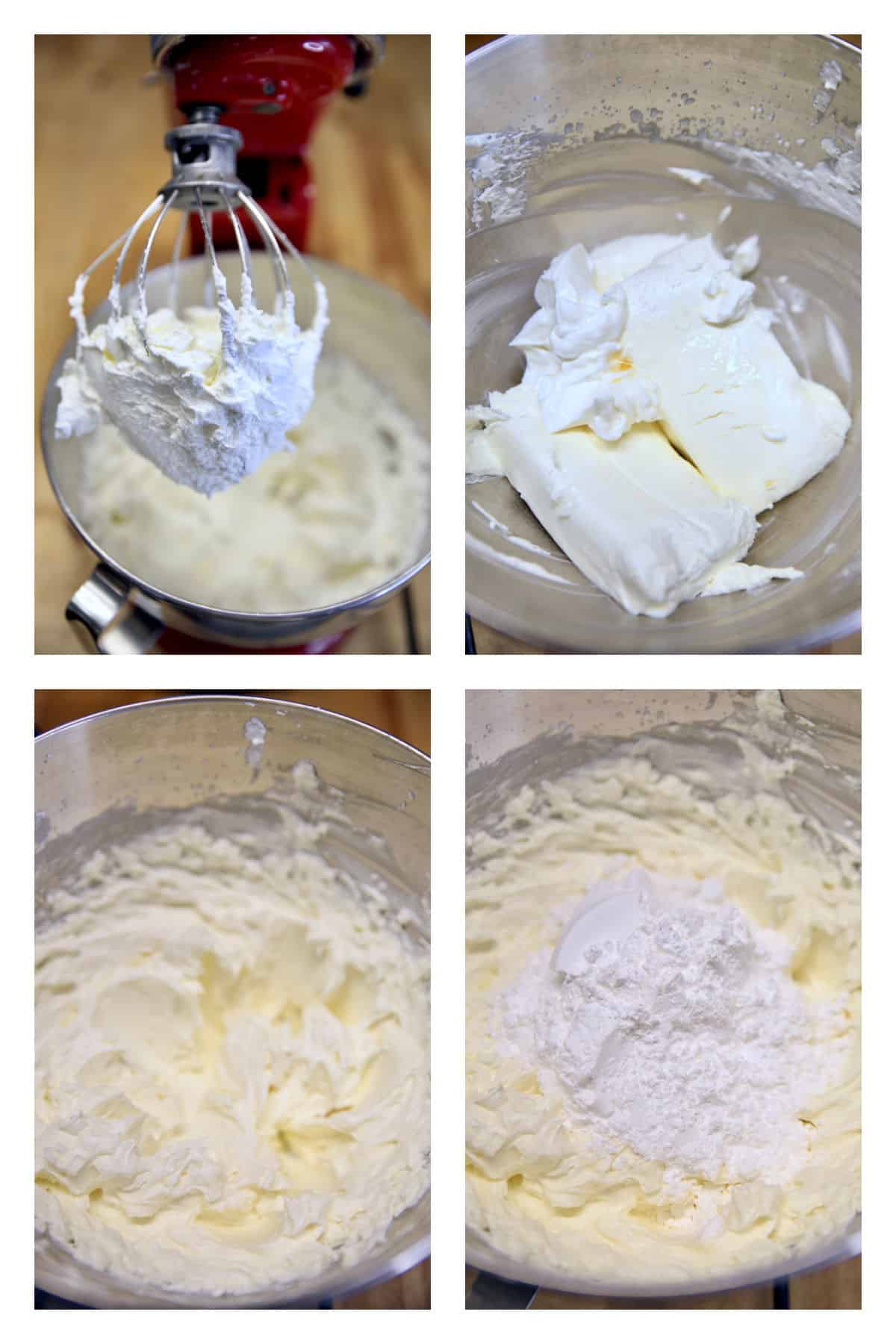 Collage making cheesecake filling.