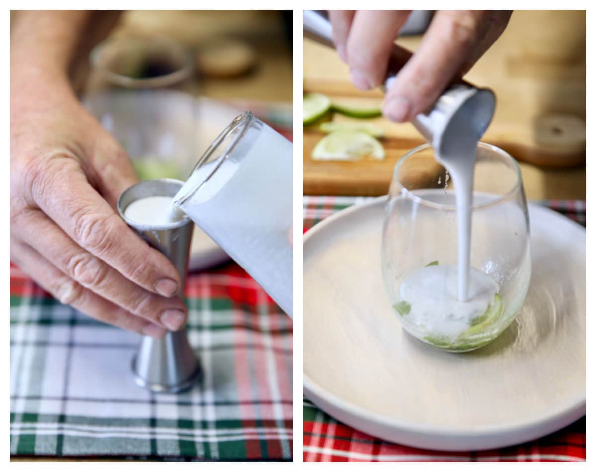 Making coconut mojito.