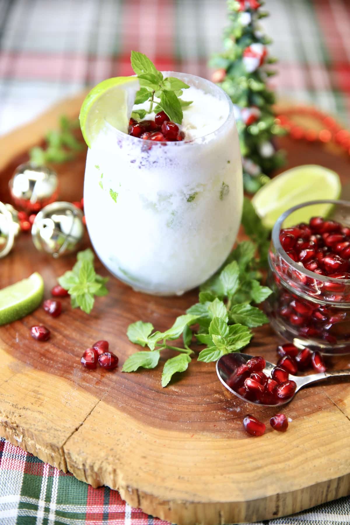 Coconut Mojito with Christmas decor.