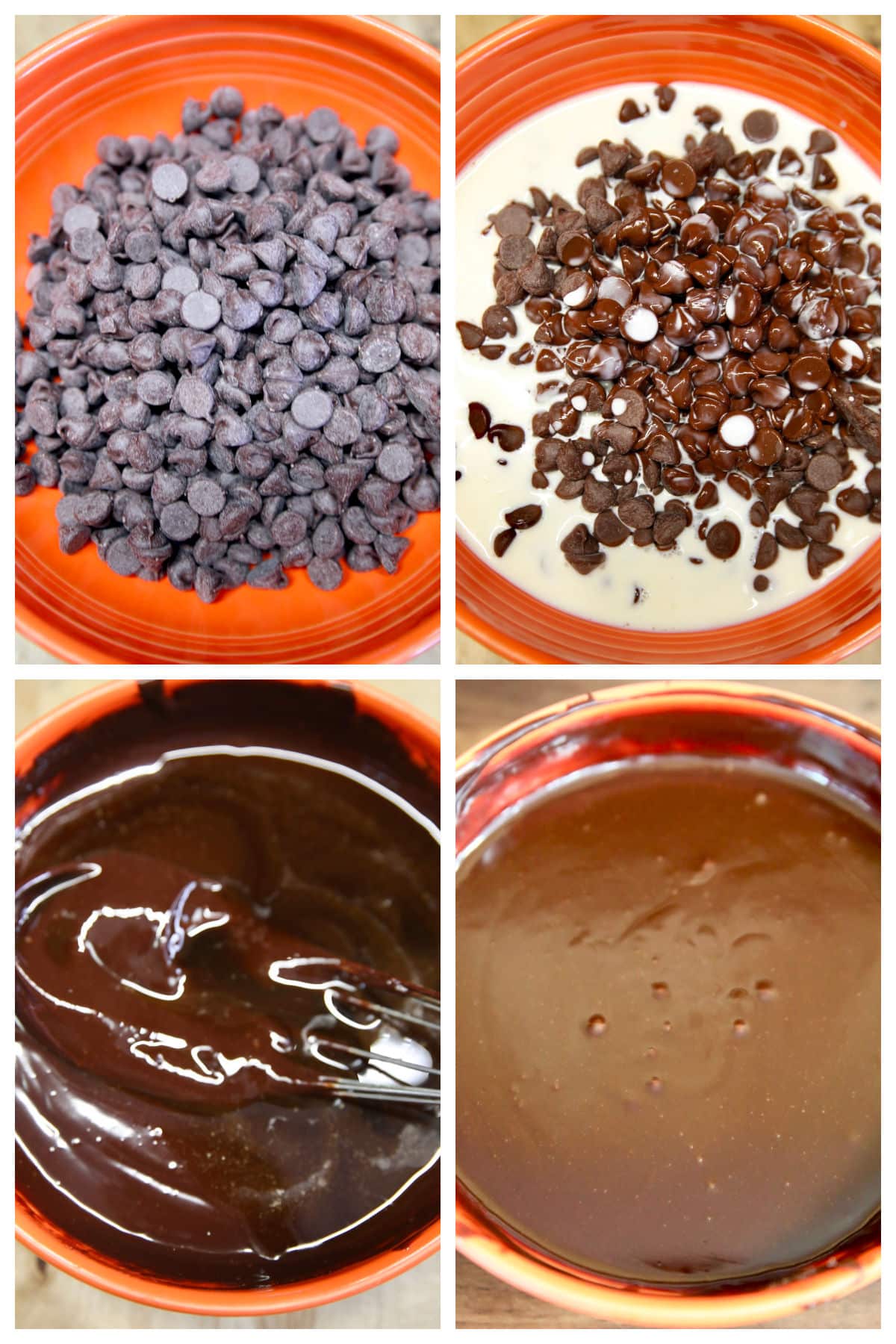 Collage making chocolate ganache.