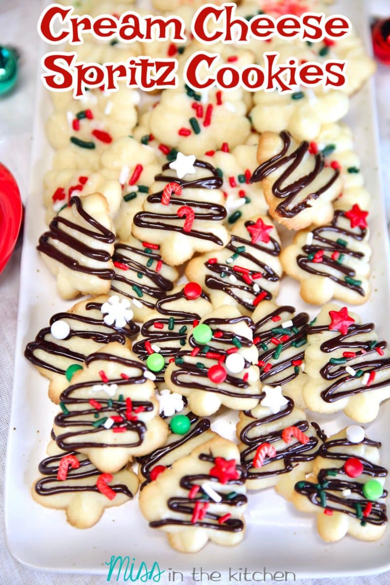 Platter of cream cheese spritz cookies.