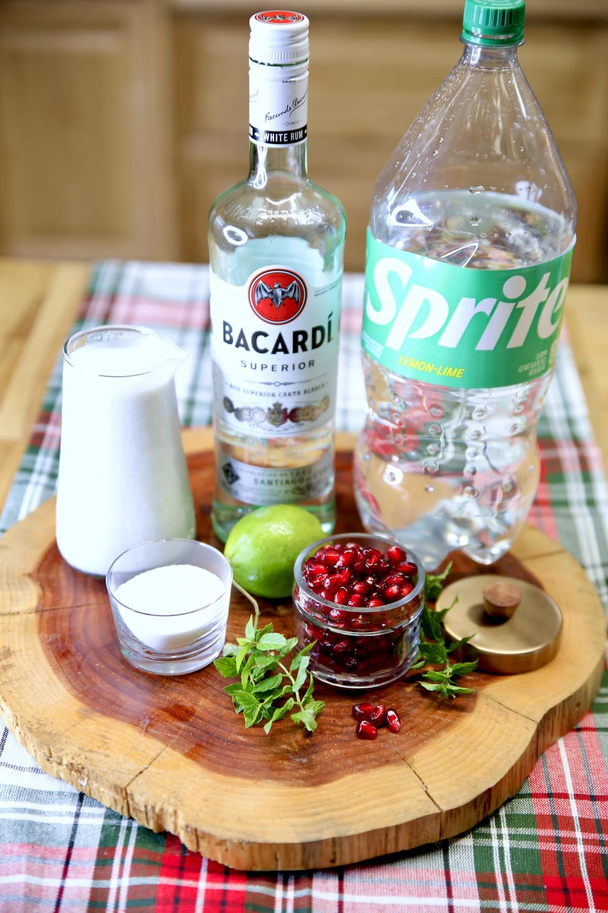 Ingredients for coconut mojitos.