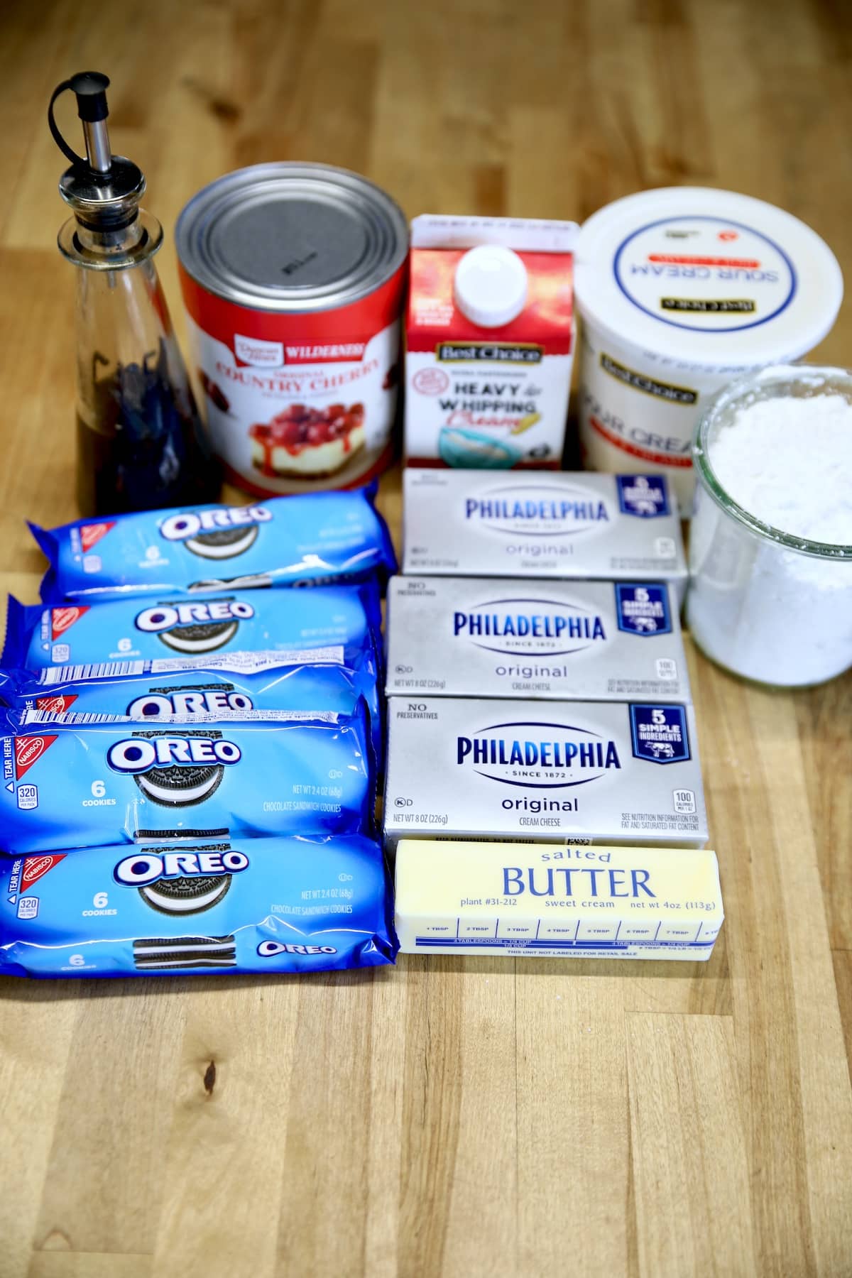 Ingredients for No Bake Cherry Cheesecake