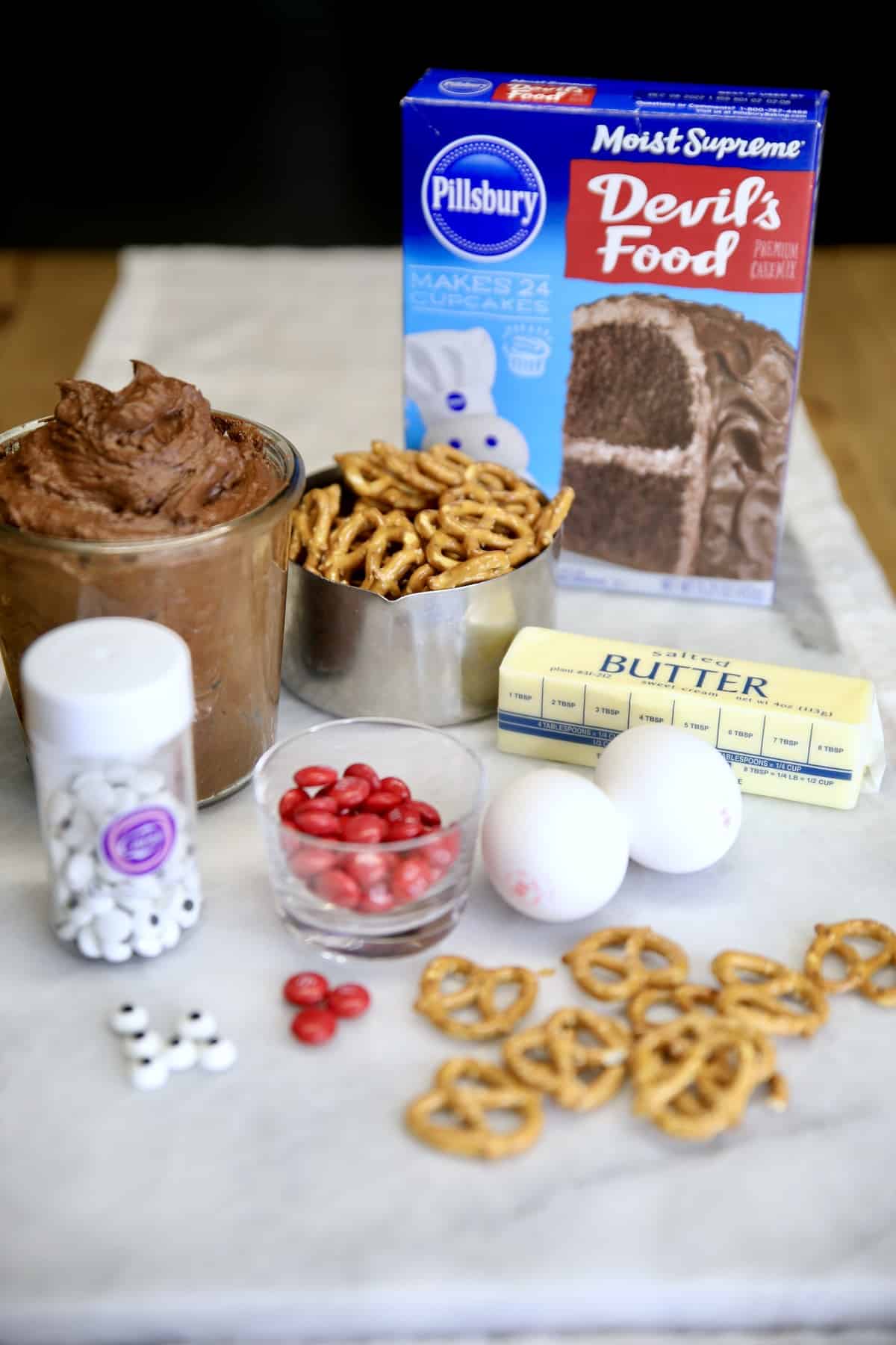 Ingredients for cake mix cookies.