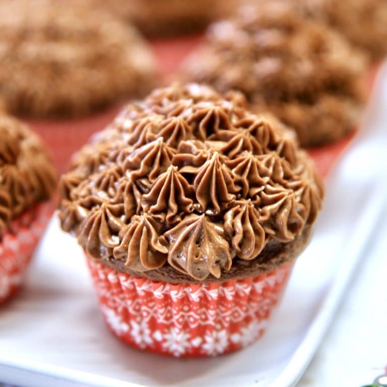 Chocolate frosted cupcakes.