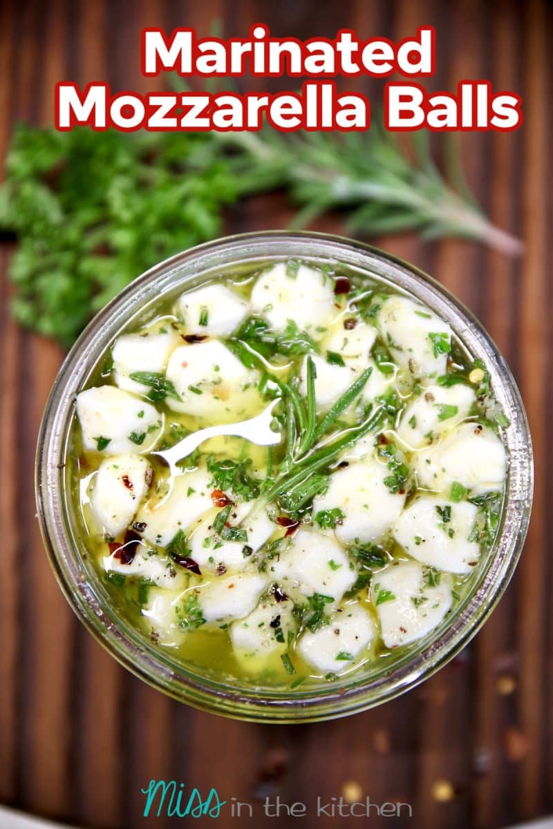 Marinated Mozzarella Balls - text overlay.