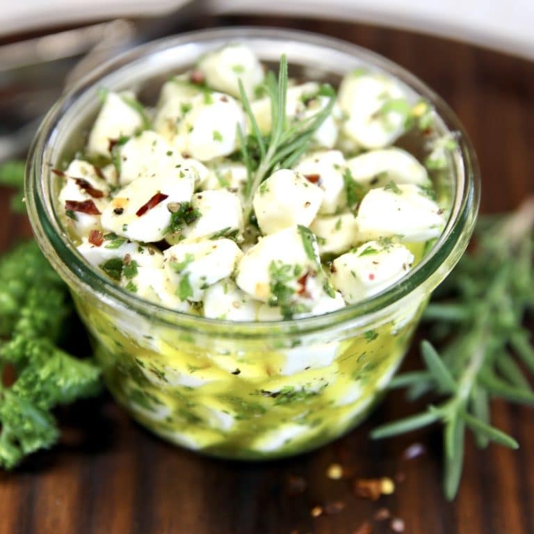 Marinated Mozzarella Balls in a jar.