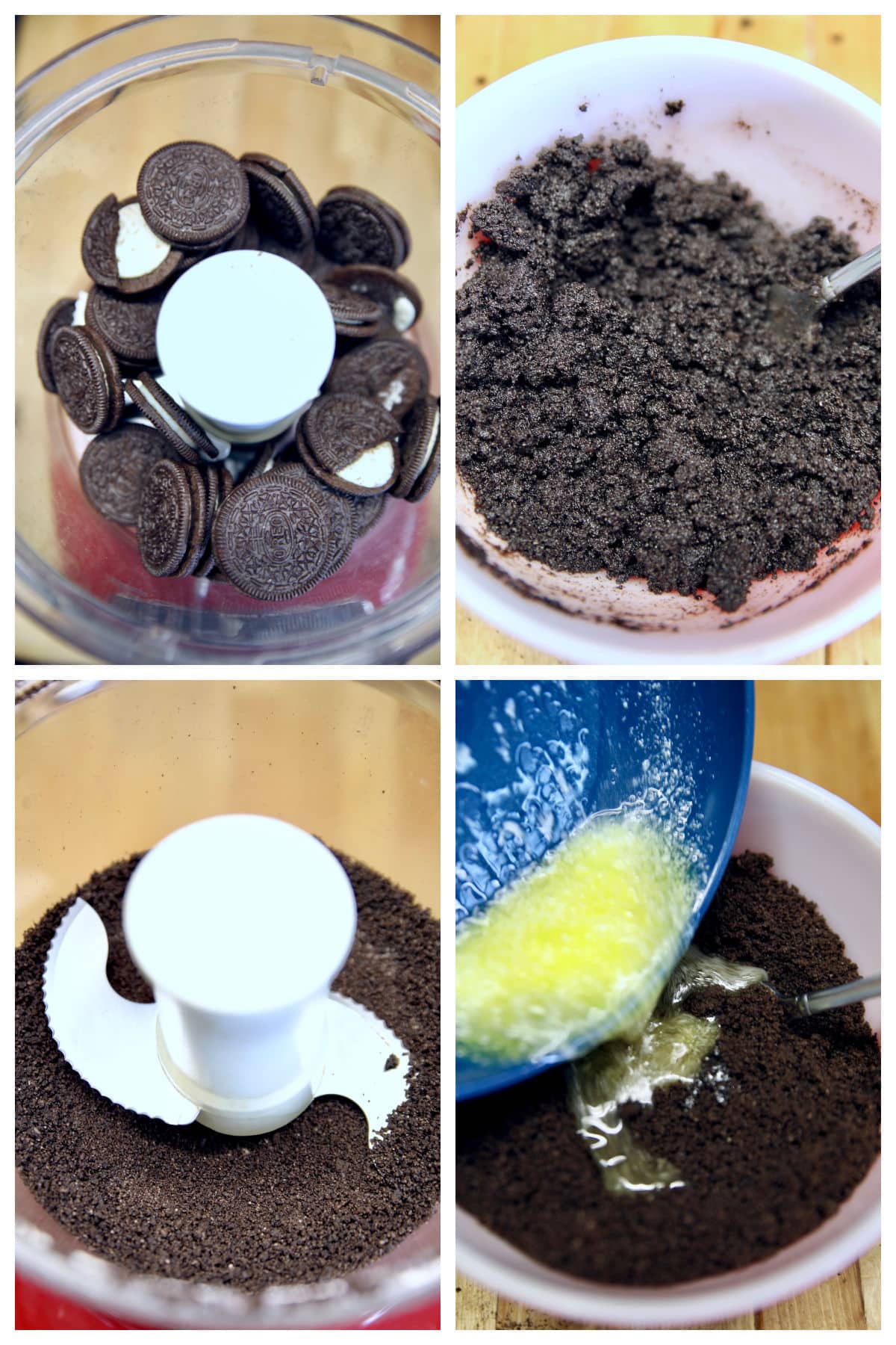 Collage making Oreo crust.