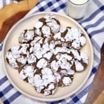 Plate of chocolate crinkle cookies.
