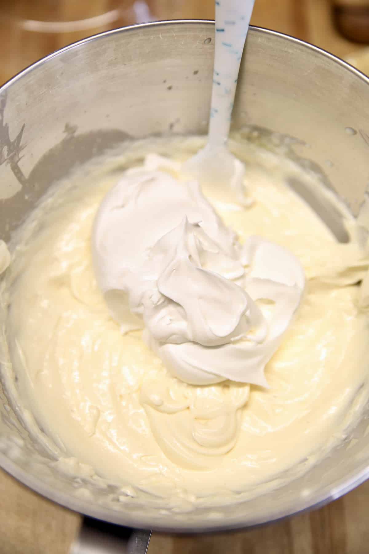No bake eggnog cheesecake with cool whip. 