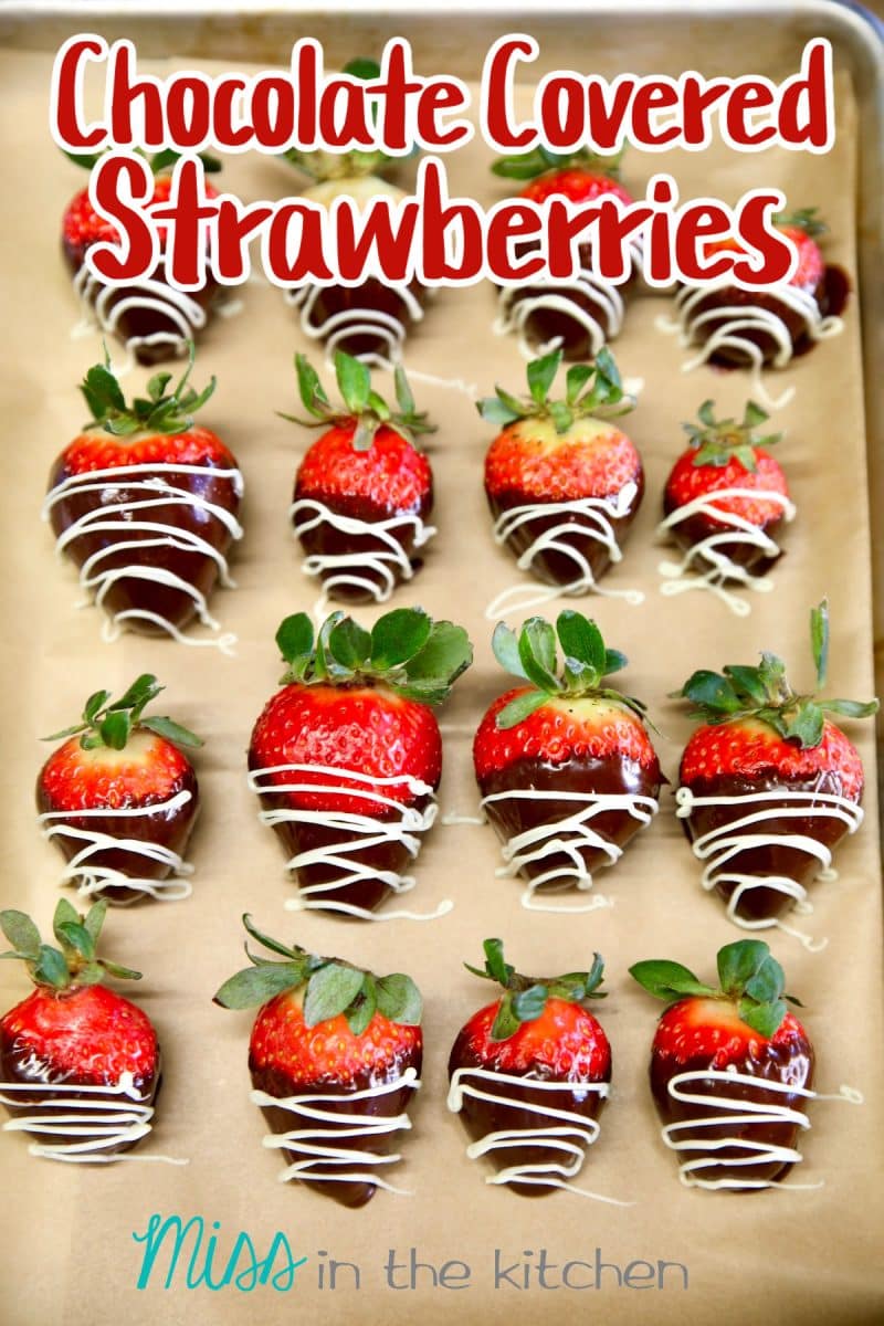 Chocolate Covered Strawberries on parchment. Text overlay.