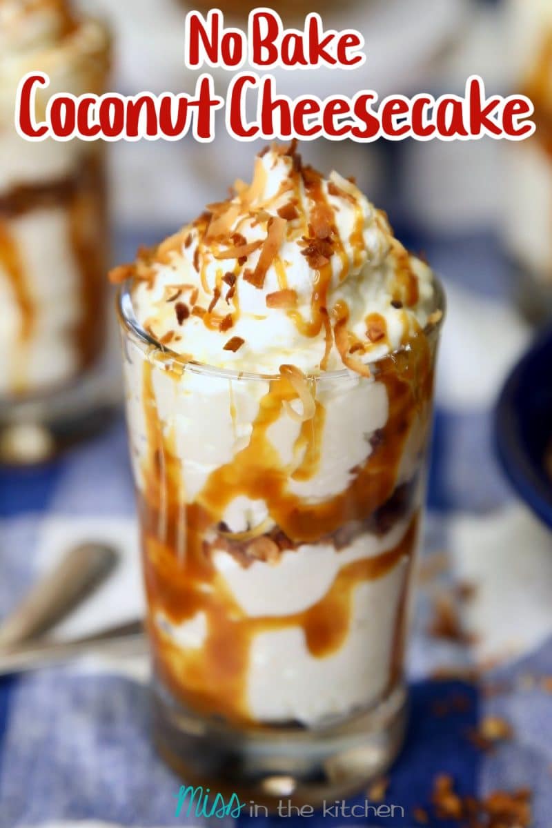 No bake coconut cheesecake - text overlay.