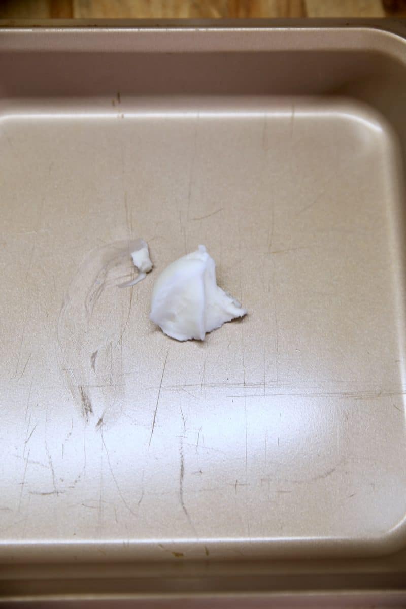 Shortening in a square pan.