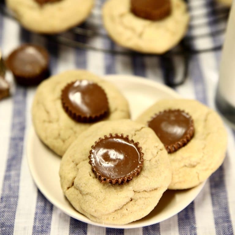 Peanut Butter Cup Cookies on a small plate.