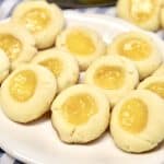 Tray of lemon thumbprint cookies.