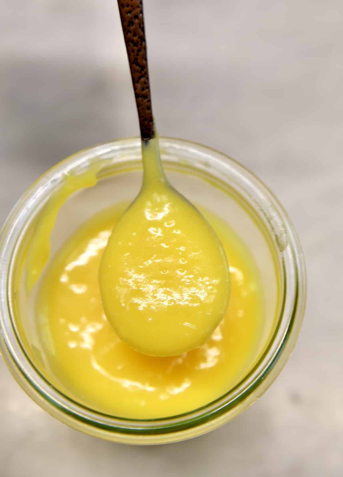 Spoonful of lemon curd. 