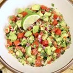 Bowl of avocado salsa.