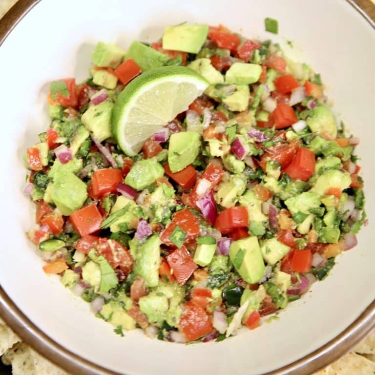 Bowl of avocado salsa.
