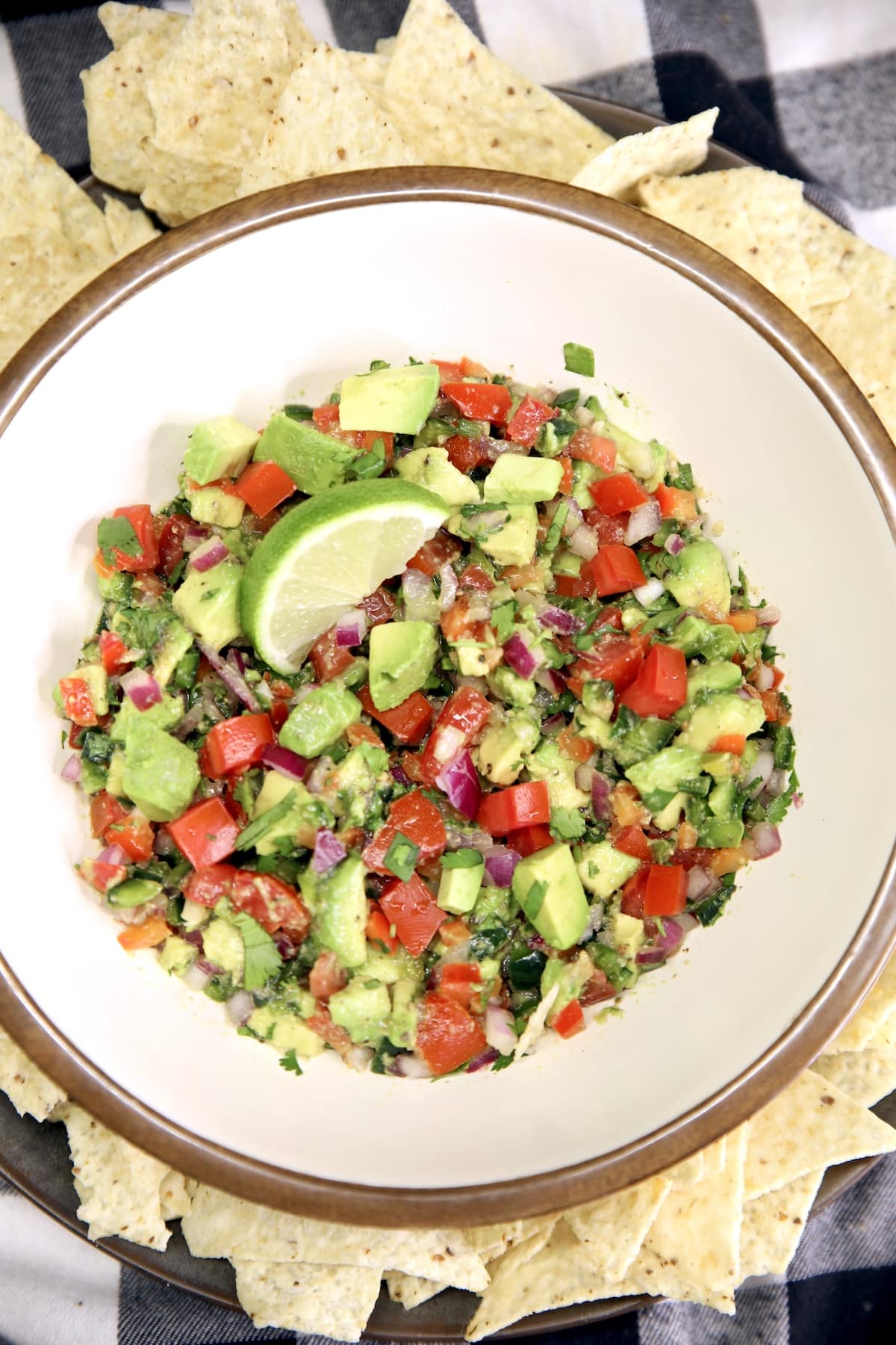 Avocado salsa in a bowl.