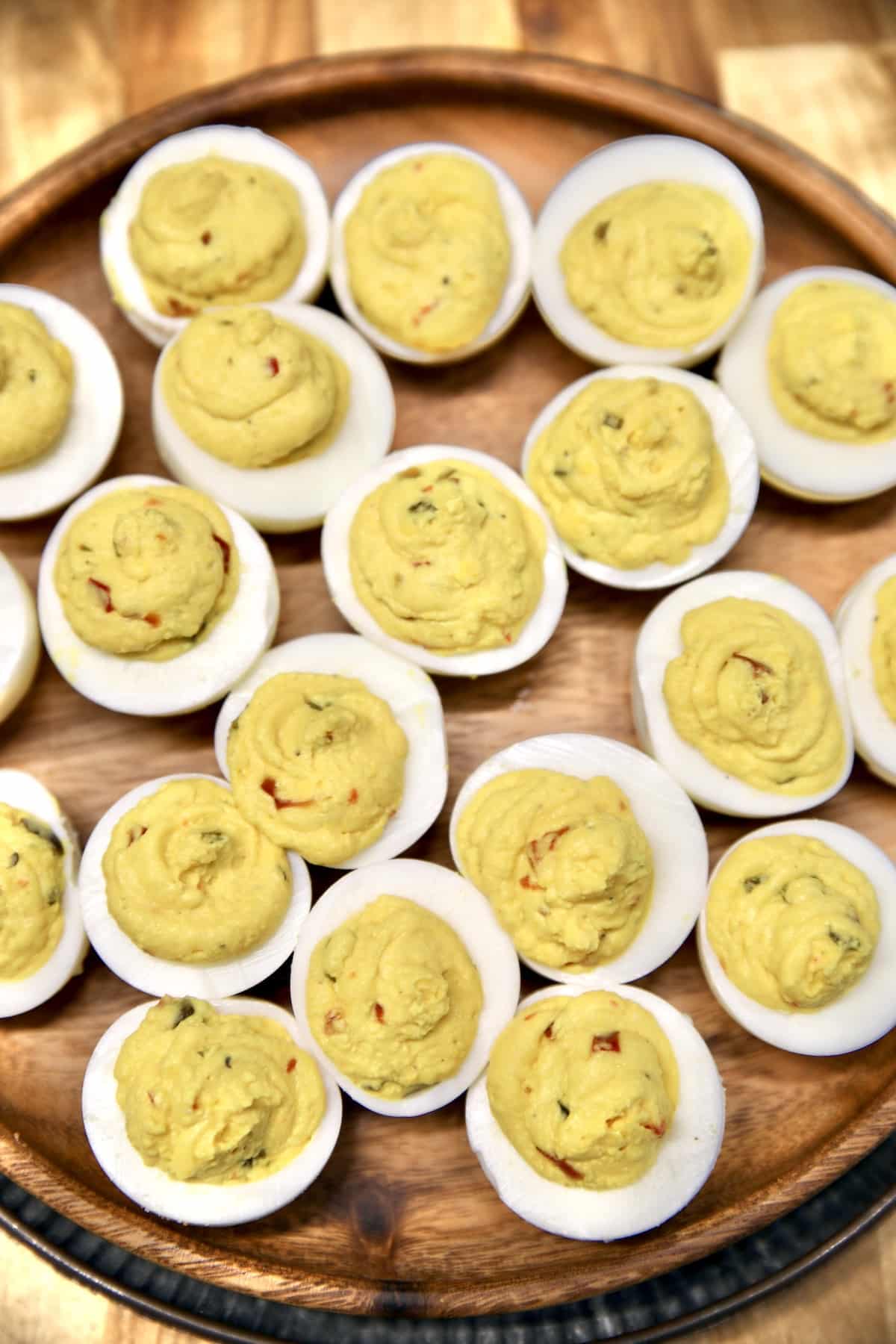 Platter of deviled eggs. 