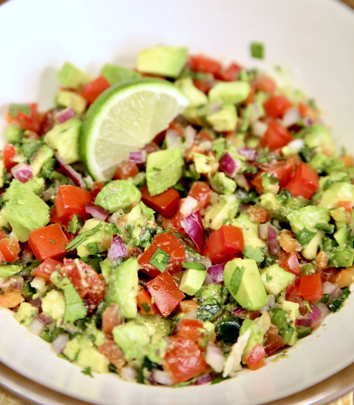 Bowl of avocado salsa.