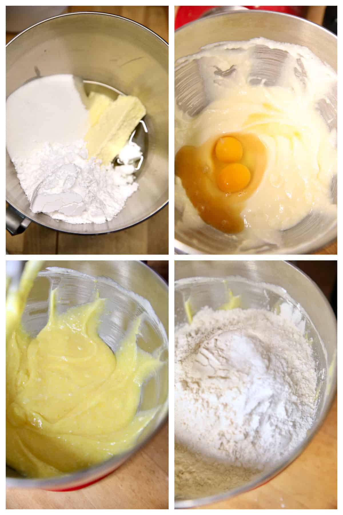Collage making sugar cookie dough.