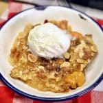 Apricot Dump Cake with vanilla ice cream.