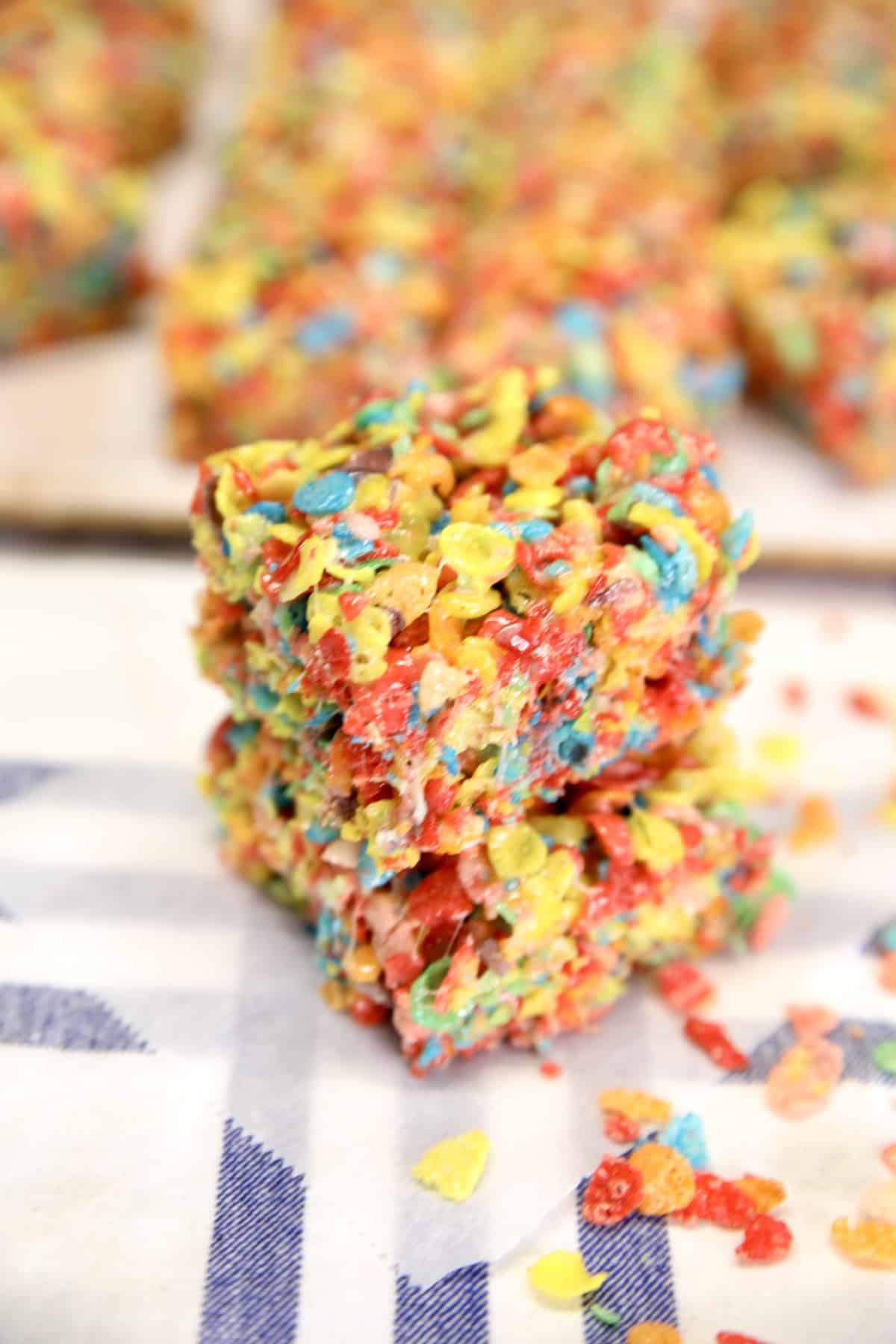 Fruity Pebbles treat bars - 2 stacked. 