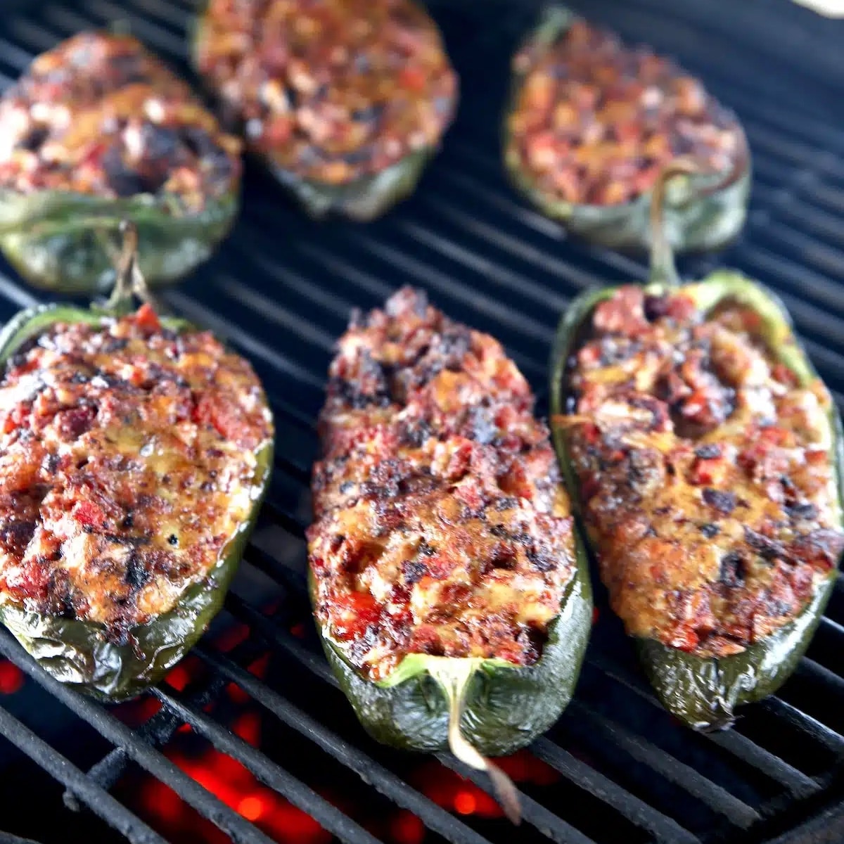 Brisket stuffed poblanos.