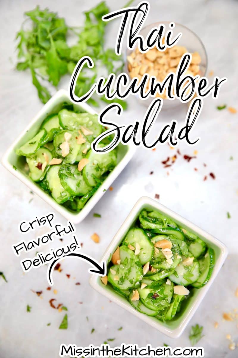 2 bowls of Asian cucumber salad - text overlay.