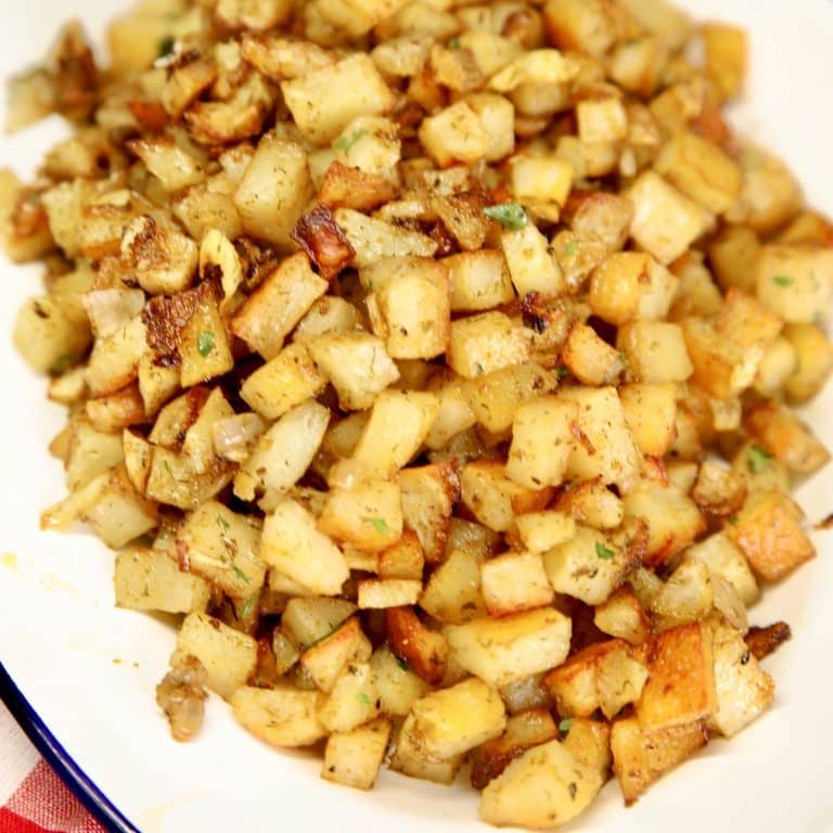 Platter of breakfast potatoes.