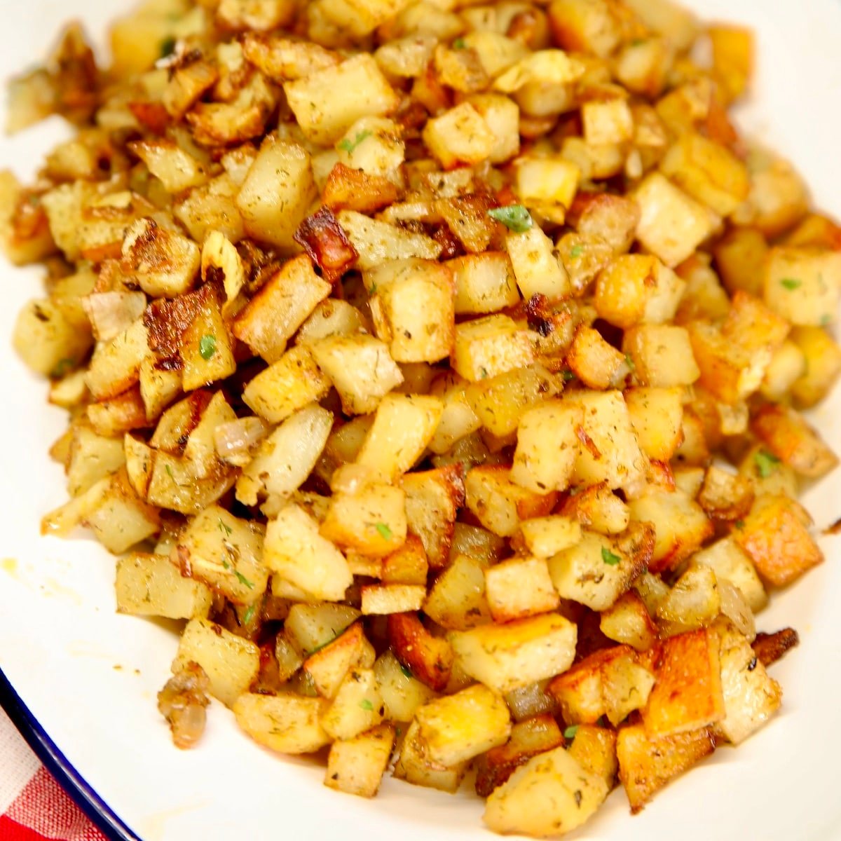 Platter of breakfast potatoes.