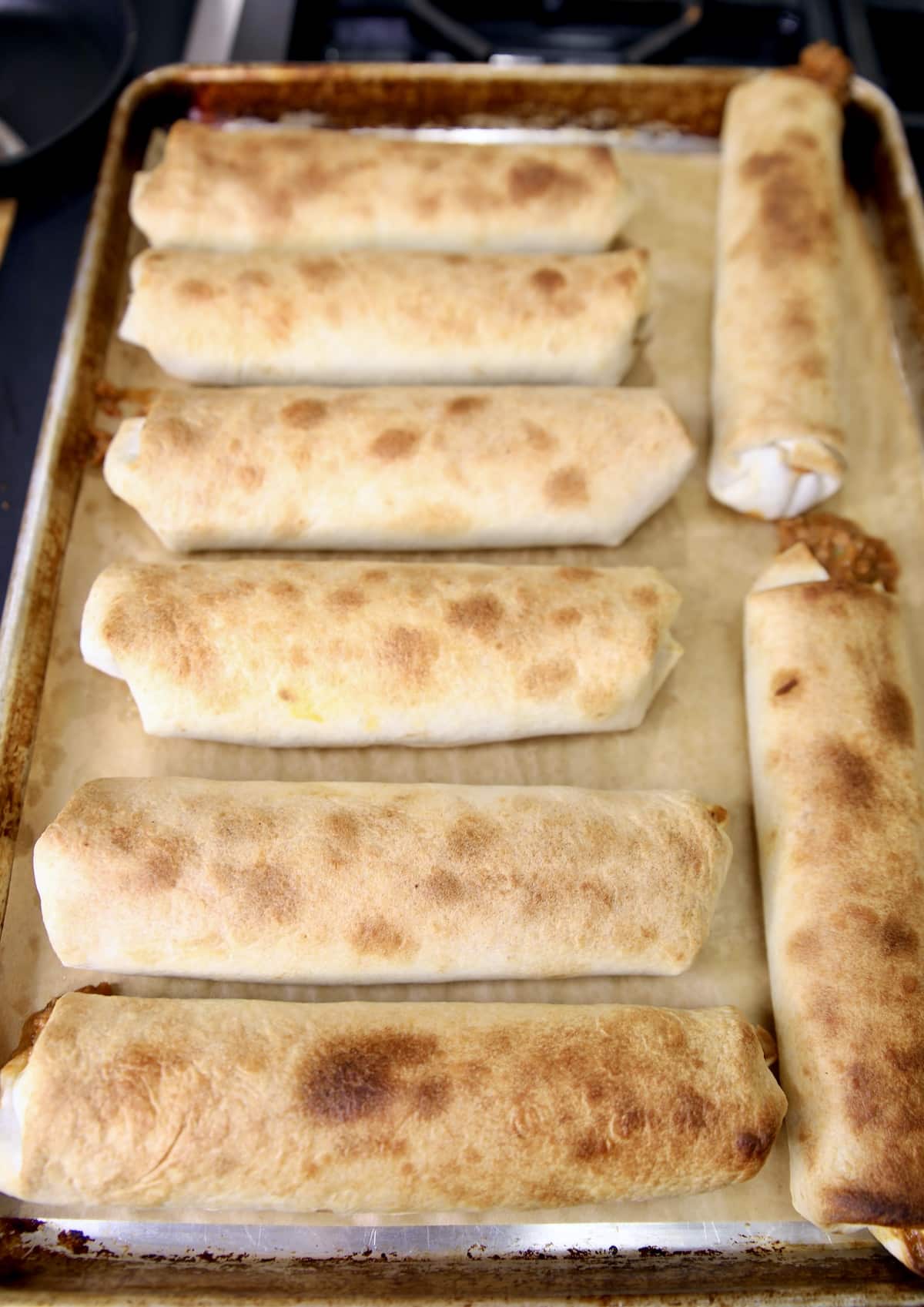 Crispy baked burritos.