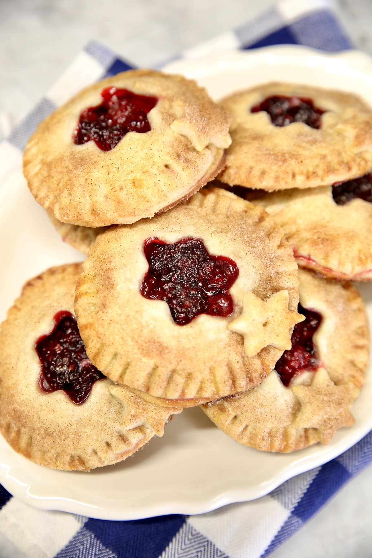 Platter of blackberry hand pies. 