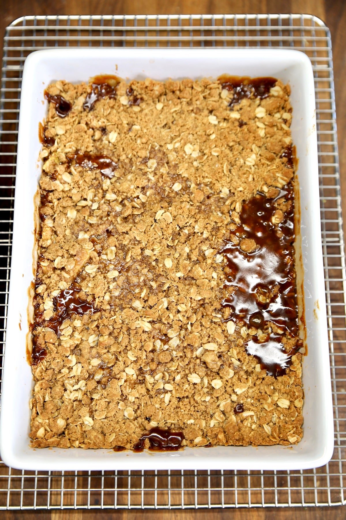Zucchini crisp with oat topping.