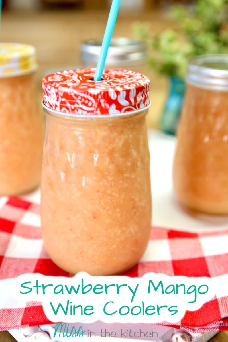 Strawberry Mango Wine Coolers with text overlay.