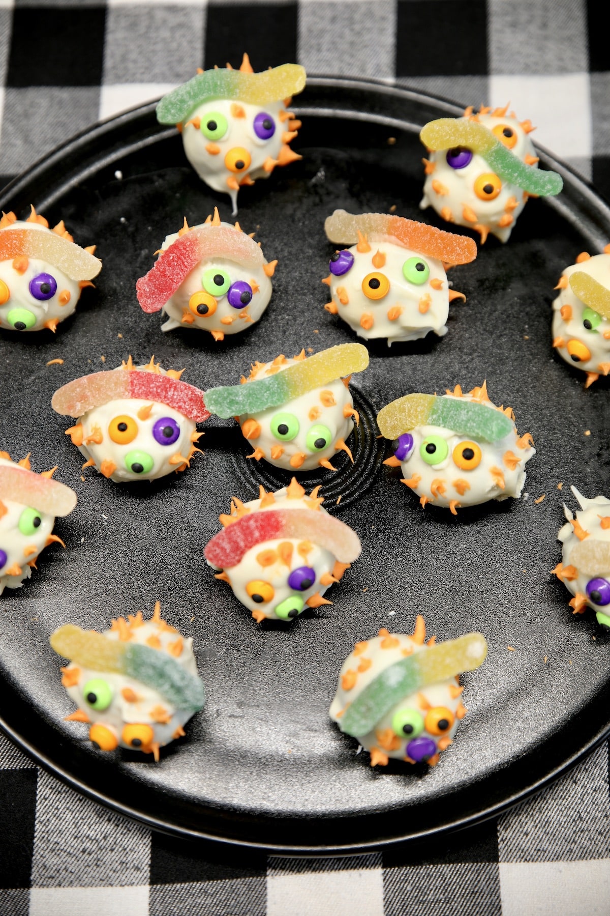 Platter of monster cake balls.