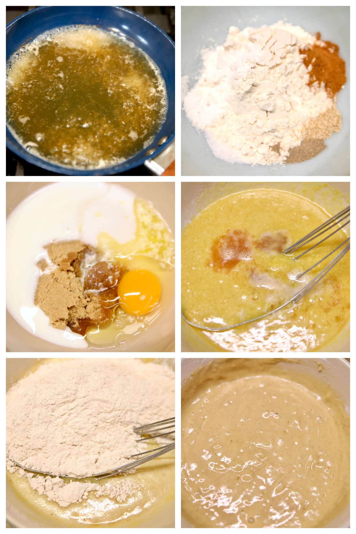 Collage making apple cider donuts batter.
