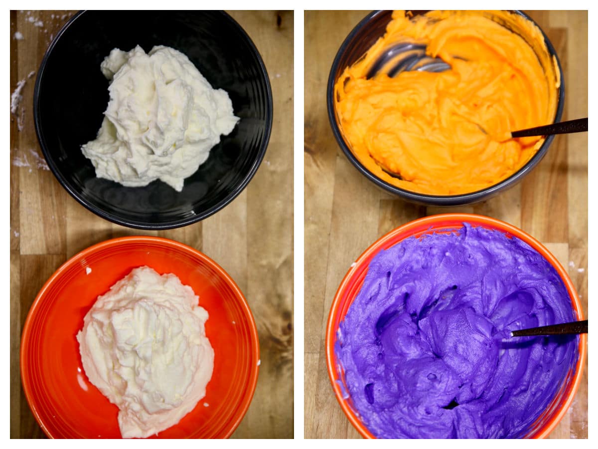 Collage making Halloween no bake cheesecake. 