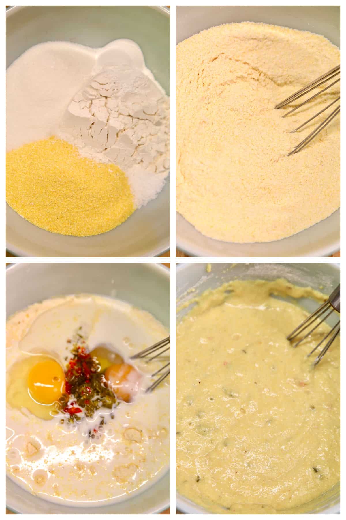 Collage making hush puppy batter.
