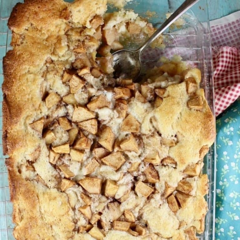 Apple cobbler in a dish.