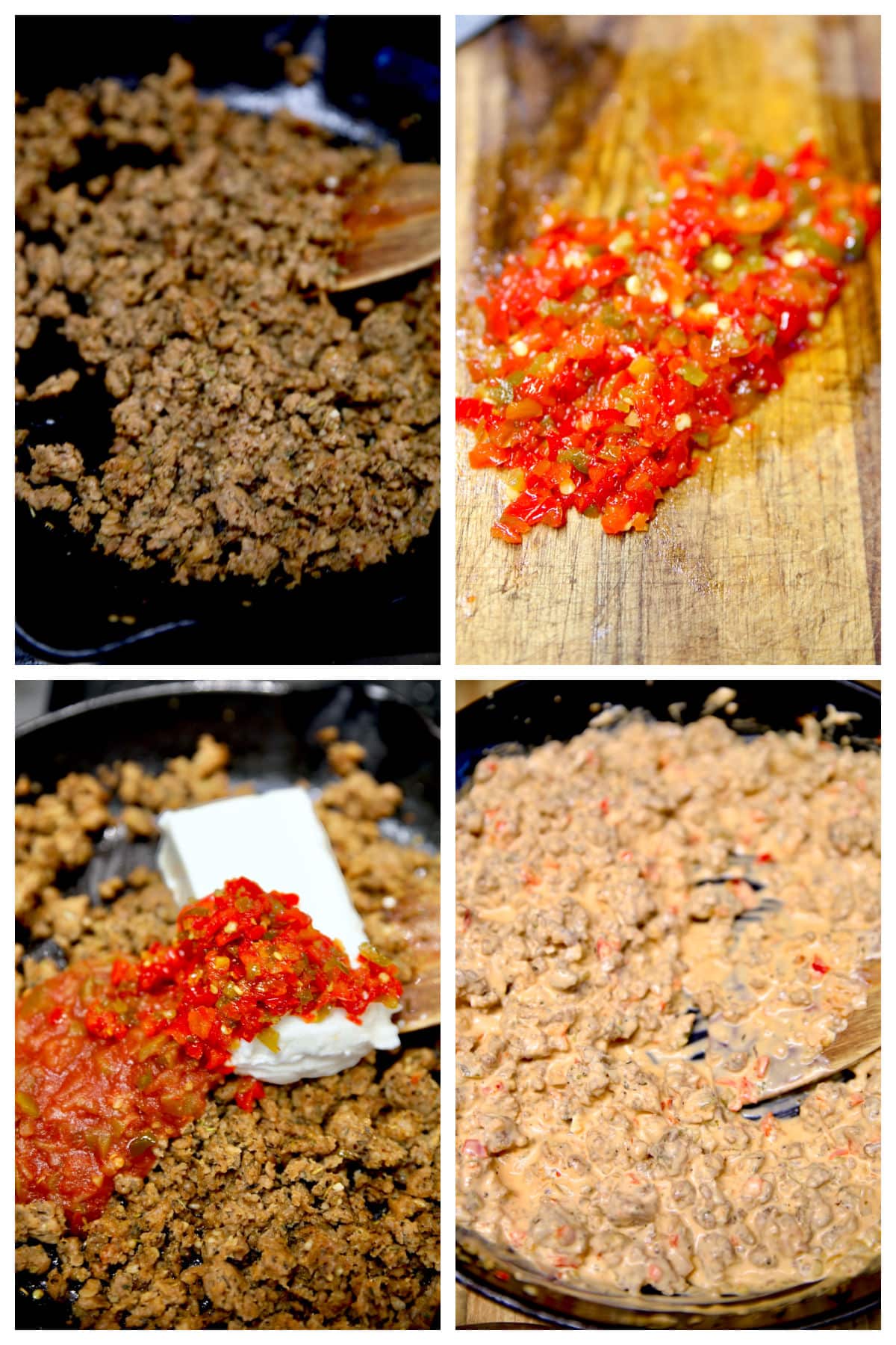 Collage making filling for sausage pinwheels.