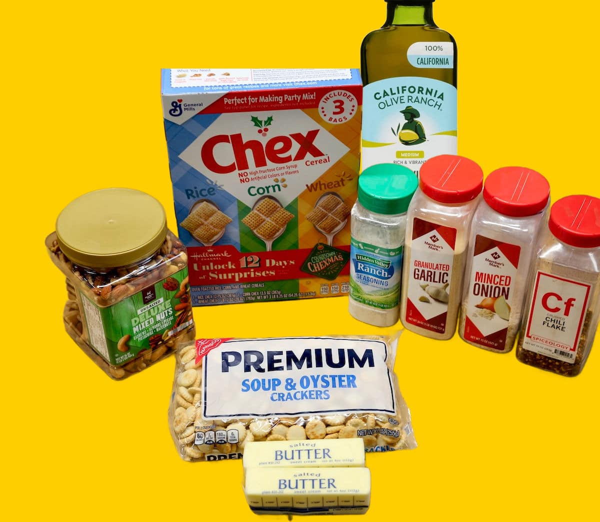 Spicy Chex Mix Ingredients. 