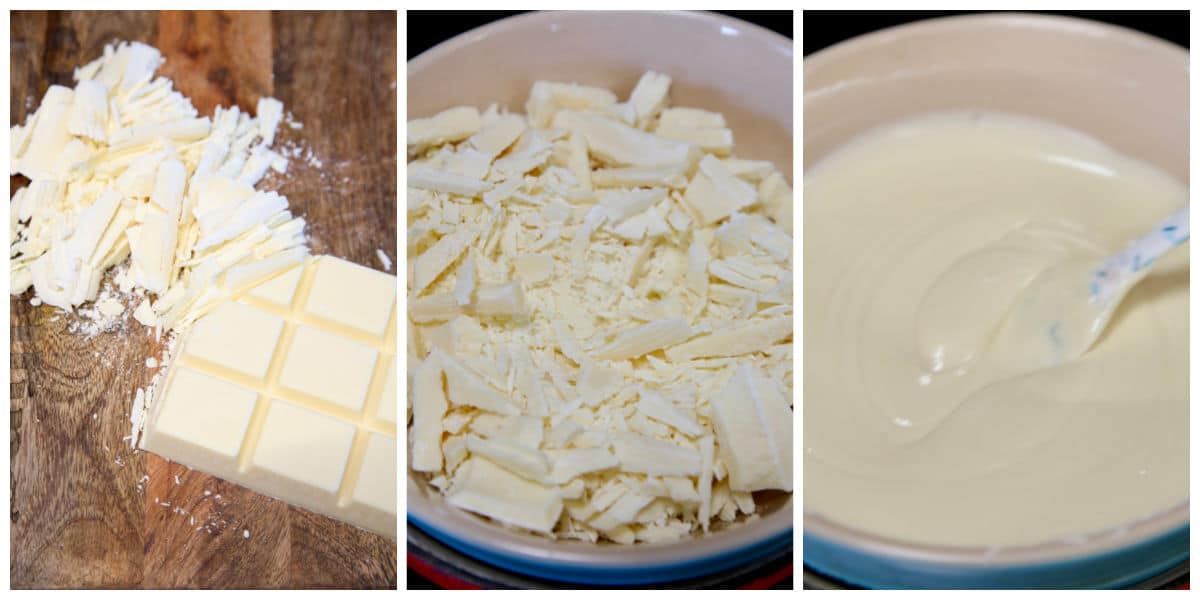 Melting White almond bark.
