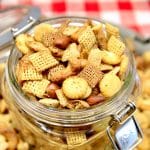 Spicy Chex Mix in a jar.