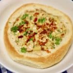 Bread bowl with clam chowder.