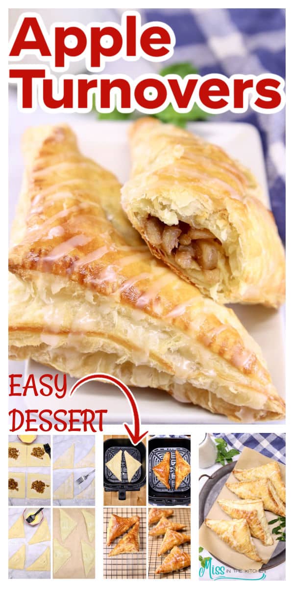 Apple turnovers collage - plated - steps of baking.