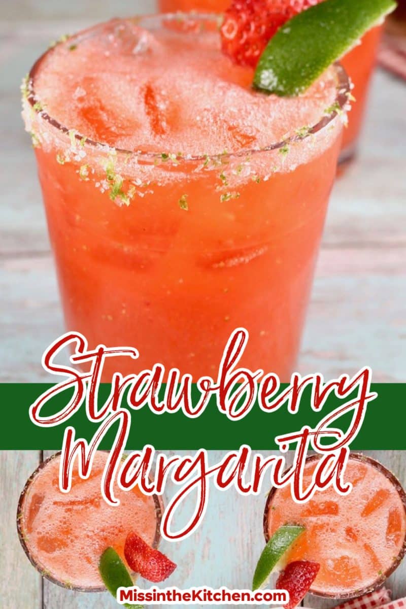 Collage: strawberry margarita - one glass/two.