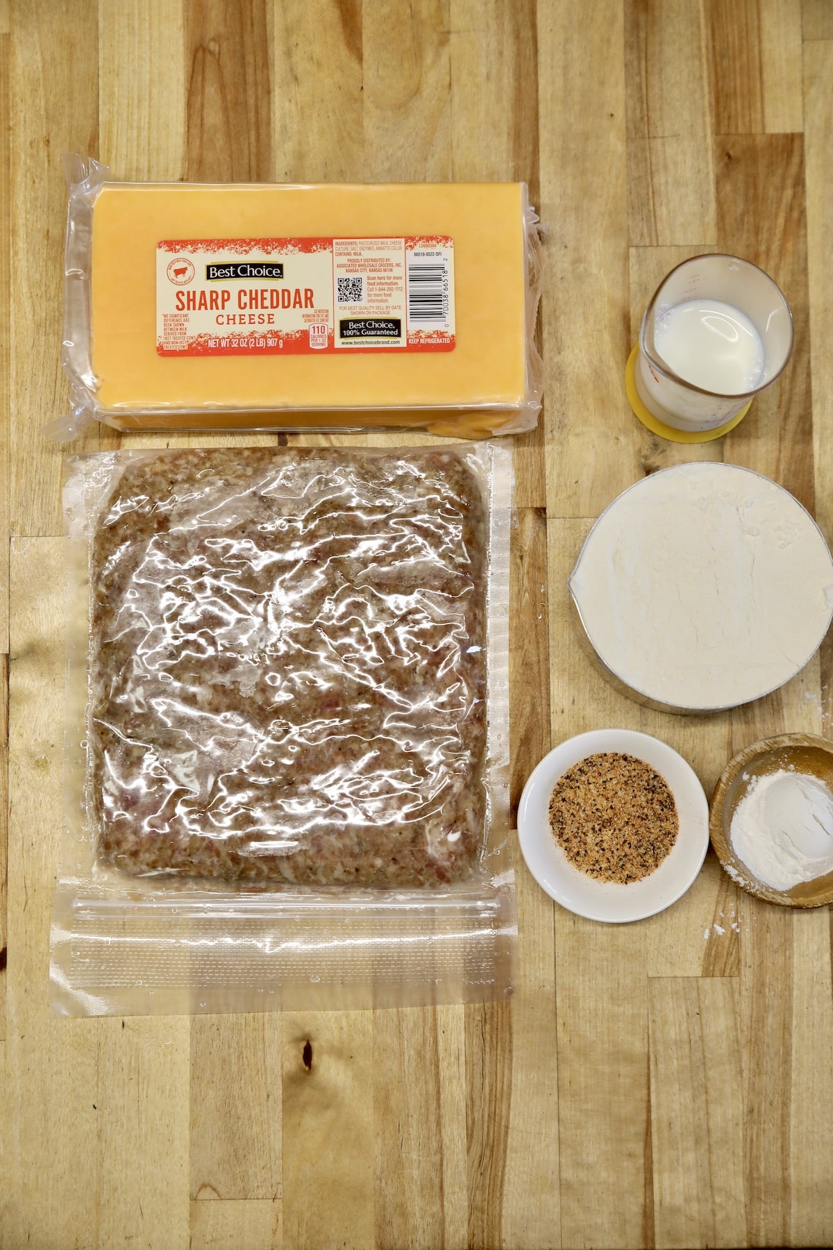 Ingredients for sausage balls.