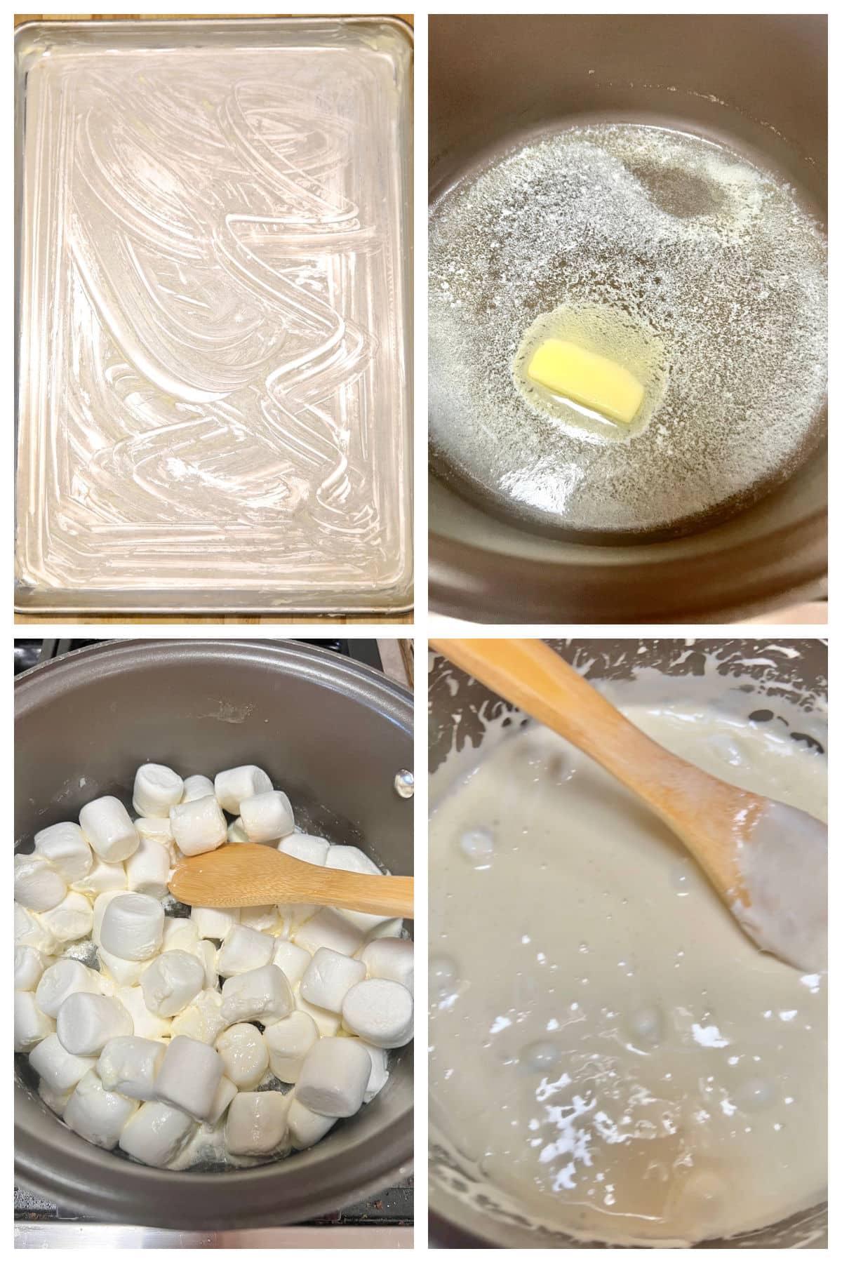 Collage making rice krispies treats.